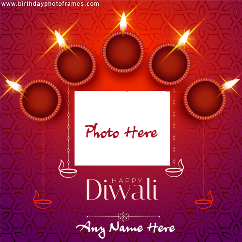 create diwali diya ecard with your name and photo edit