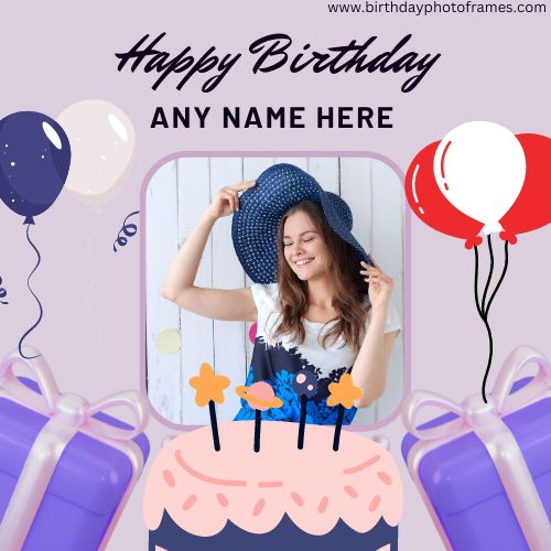 create haappy birthay card with photo and name edit free