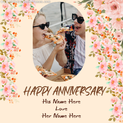 happy anniversary cards with couples name and Photo for online