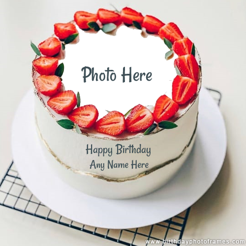 happy birthday Flower cake with name and photo edit online
