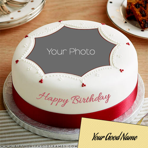 happy birthday cake with edit name and photo