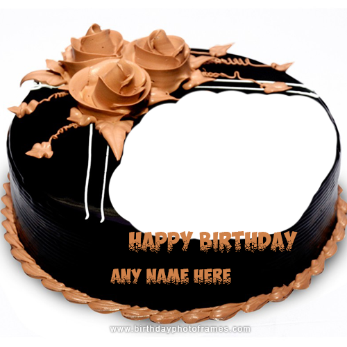 happy birthday chocolate cake with name and photo edit online