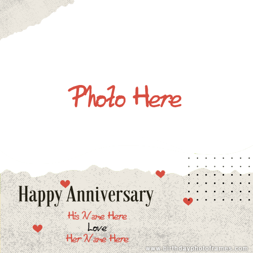 happy anniversary wishes card with name and photo edit online
