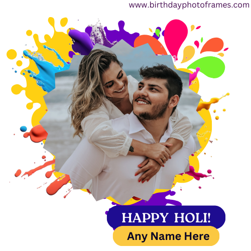 make your happy holi card with name and photo