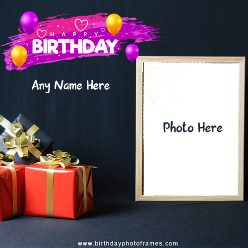 online Happy birthday wishes card with name and photo edit