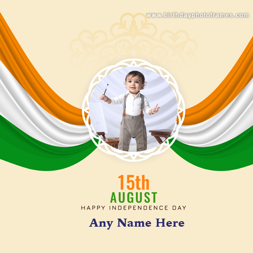 personalized India Independence Day cards with name and photo