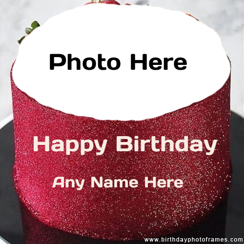 strawberry birthday cake with name and photo edit