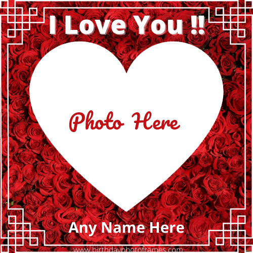 I Love Card with Name and photo online editor