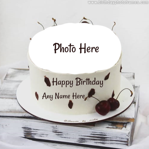 White Birthday Cake for Best Birthday Wish with Name and Photo