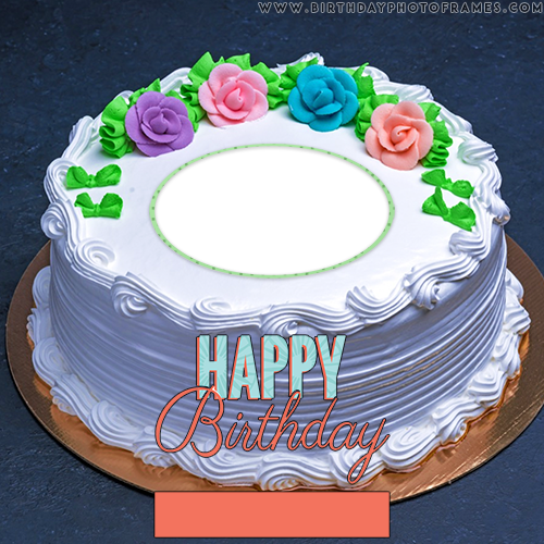 beautiful birthday cake with name and photo edit