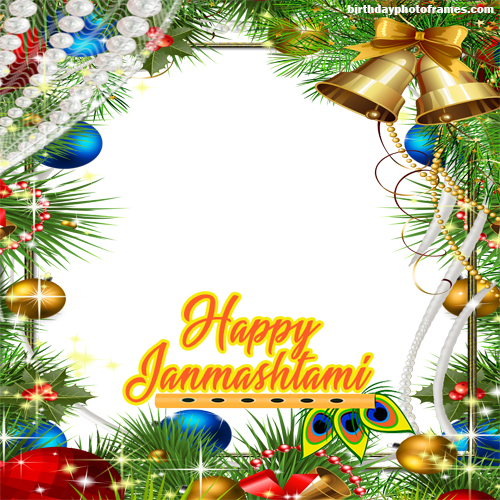 create a happy janmashtami greeting photo frame